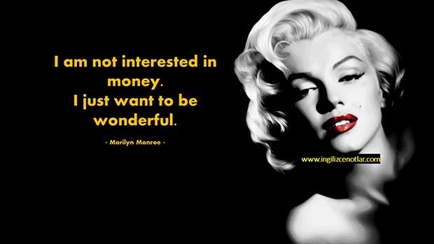 İngilizce-Marilyn-Monroe-Para-ile-ilgilenmiyorum-Yalnızca-şahane